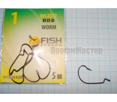 Крючки офсетные FISH № 1 WIDE RANGE WORM