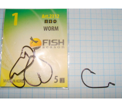 Крючки офсетные FISH № 1 WIDE RANGE WORM