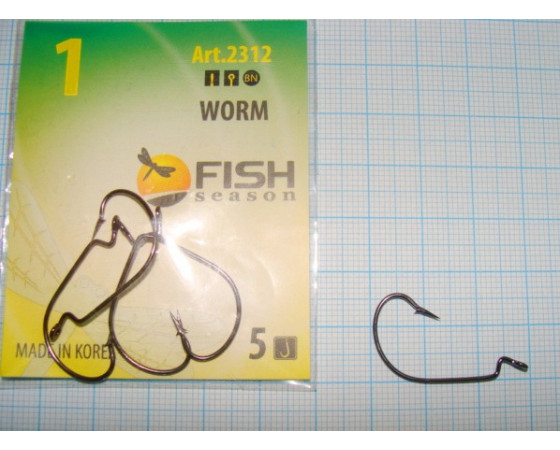 Крючки офсетные FISH № 1 WIDE RANGE WORM