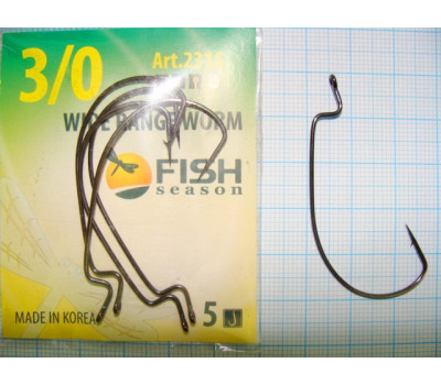 Крючки офсетные FISH SEASON WIDE RANGE WORM № 3/0