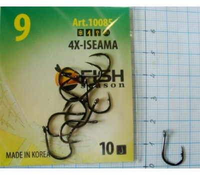 Крючки Fish № 9 4x-iseama (10 крючков)