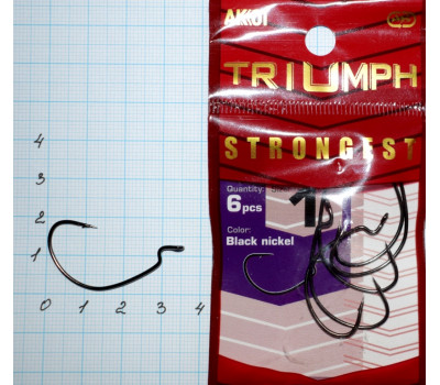 Крючки офсетные AKKOI Triumph STRONGEST № 1 (6 крючков)