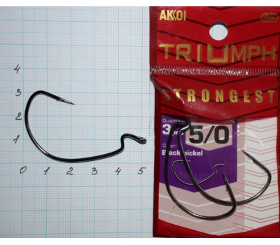 Крючки офсетные AKKOI Triumph STRONGEST № 5/0 (3 крючков)