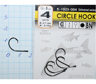 Крючки Gurza № 4 CIRCLE HOOK RING BN (5 крючков)