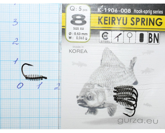 Крючки Gurza № 8 KEIRYU SPRING (5 крючков)