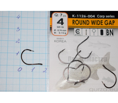Крючки Gurza № 4 ROUND WIDE GAP BN (7 крючков)