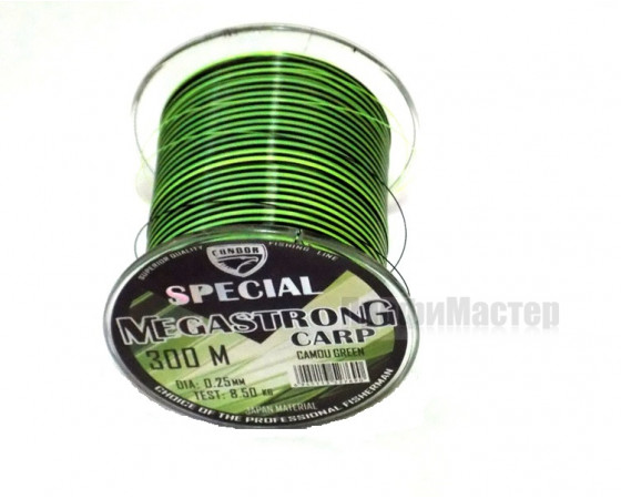 Леска CONDOR MEGASTRONG CARP CAMOU GREEN 0,25 мм, 300м, тест 8,5 кг