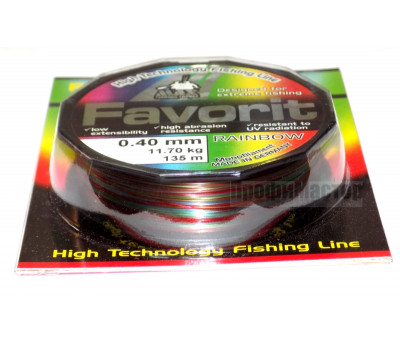 Леска MAX Favorit Rainbow 0,40 мм, 135 м, 11,7 кг, цвет радуга