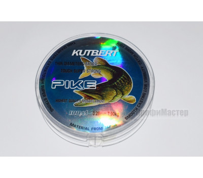 Леска монофильная KUTBERT PIKE 0,28 мм 100 м, тест 7,9 кг, прозрачный