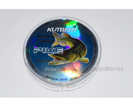 Леска 0,28 мм 100 м, тест 7,9 кг KUTBERT PIKE, прозрачный