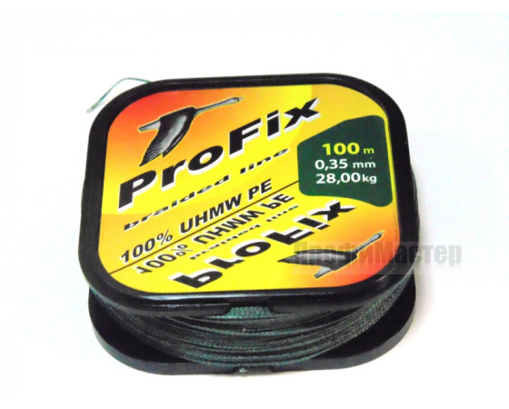 Плетеный шнур ProFix 0,35 мм, 100 м, 28 кг, зеленый