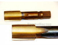 Метчик G 1 1/2 р6м5 Tin машинно-ручной однопроходной для сквозного отверстия для трубной резьбы 