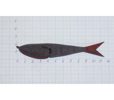 Поролоновая рыбка 11 см оснащенная двойником, серая