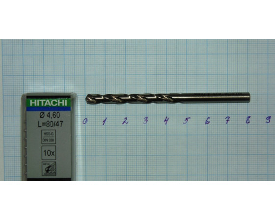 Сверло 4,6 мм HSS-G с цилиндрическим хвостовиком шлифованное 