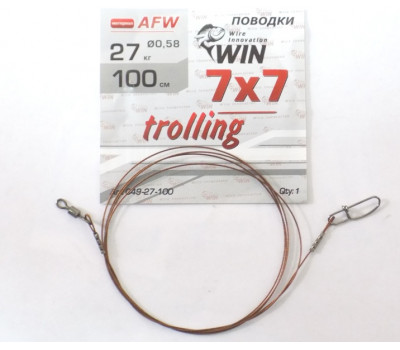 Поводок никель-титан WIN 100 см, тест 27 кг, 7х7 trolling