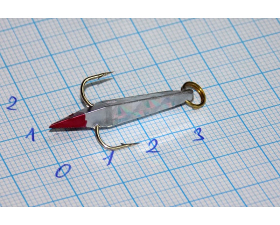 Блесна зимняя 4,0 гр Ваучер, олово с наклейкой серебро, кр. Mustad