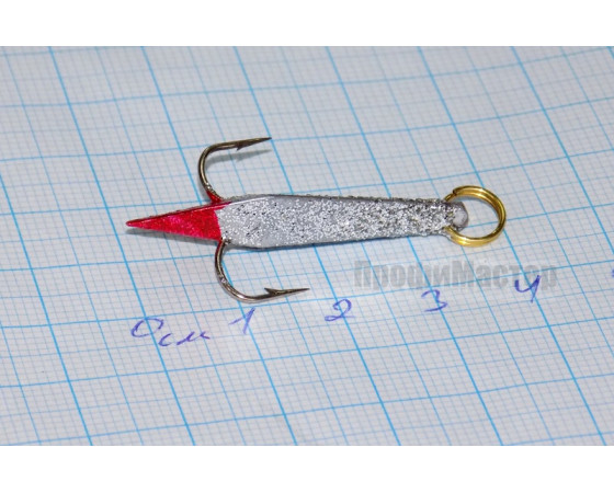 Блесна зимняя Ваучер 6,5 гр, серебро с блестками, кр. Mustad