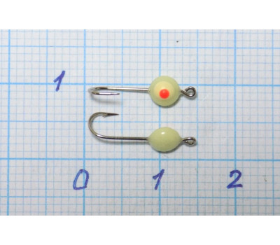 Мормышка  0,05 гр фосфорная №62 Шайба, с красной точкой