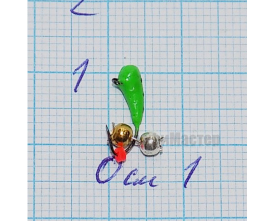 Мормышка вольфрамовая Уралка флюр + подвеска шарики (металл), d 3,0 мм, вес 0,6 гр, Россия