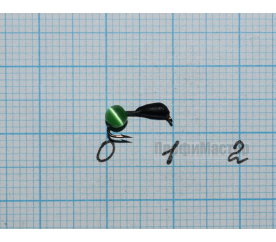 Мормышка вольфрамовая Копыто + шарик кошачий глаз, d 2,0 мм, вес 0,3 гр, черный, Россия