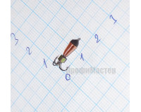 Мормышка вольфрамовая Черт вит. медный с кубиком хамелеон, d 3,0 мм, вес 0,7 гр, черный с медным