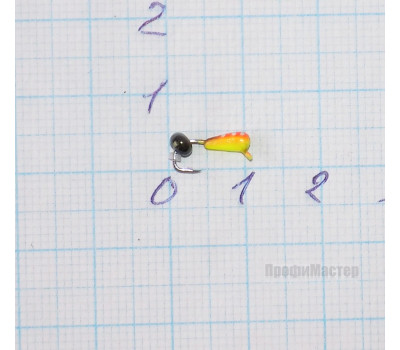 Мормышка вольфрамовая Капля обмазка с эксцентриком хамелеон, d 2,5 мм, вес 0,41 гр, оранжевый с желтым